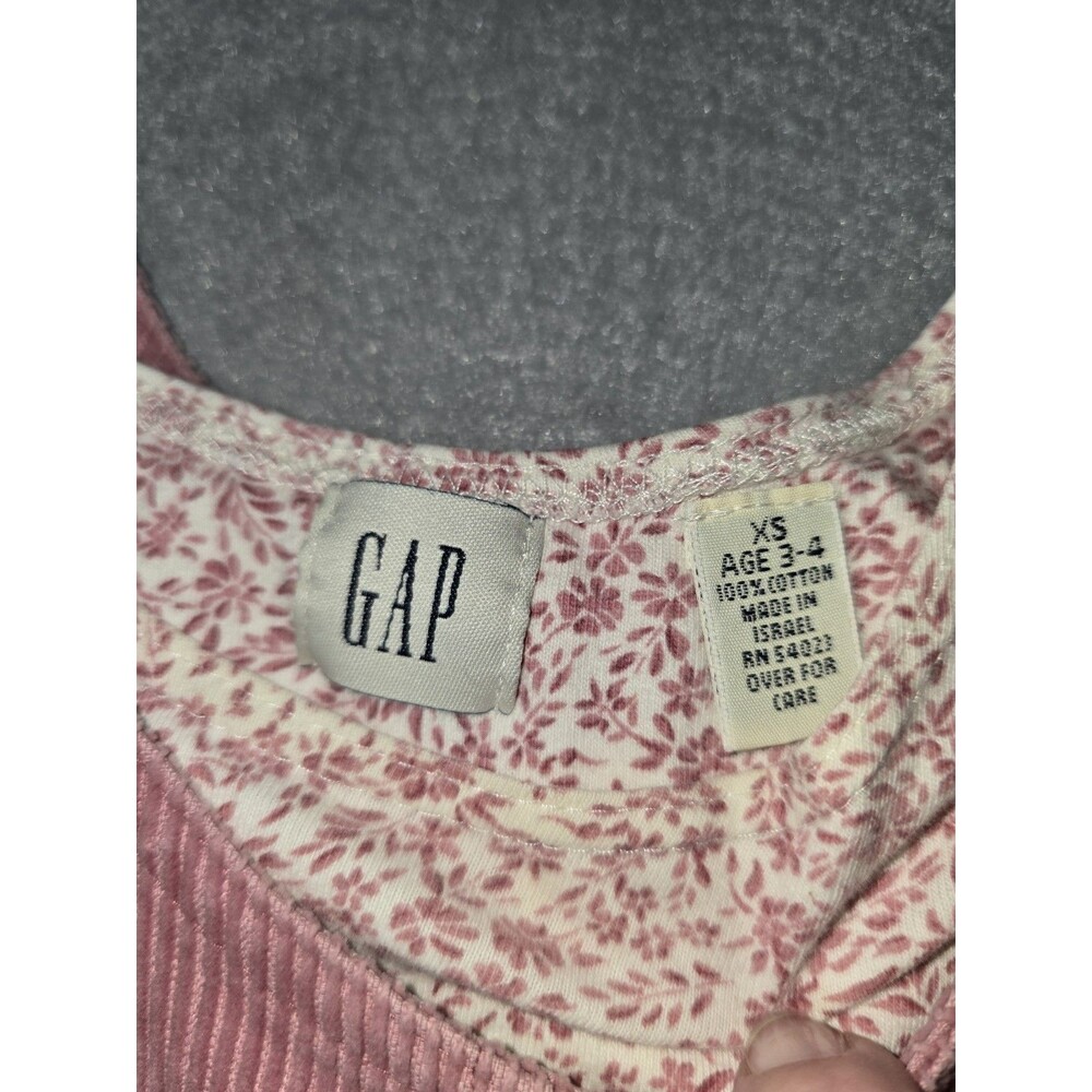 GAP Kids Pink Corduroy Jumper Dress Floral Tee 2 Piece XS 3-4 NWOT - Picture 4 of 14